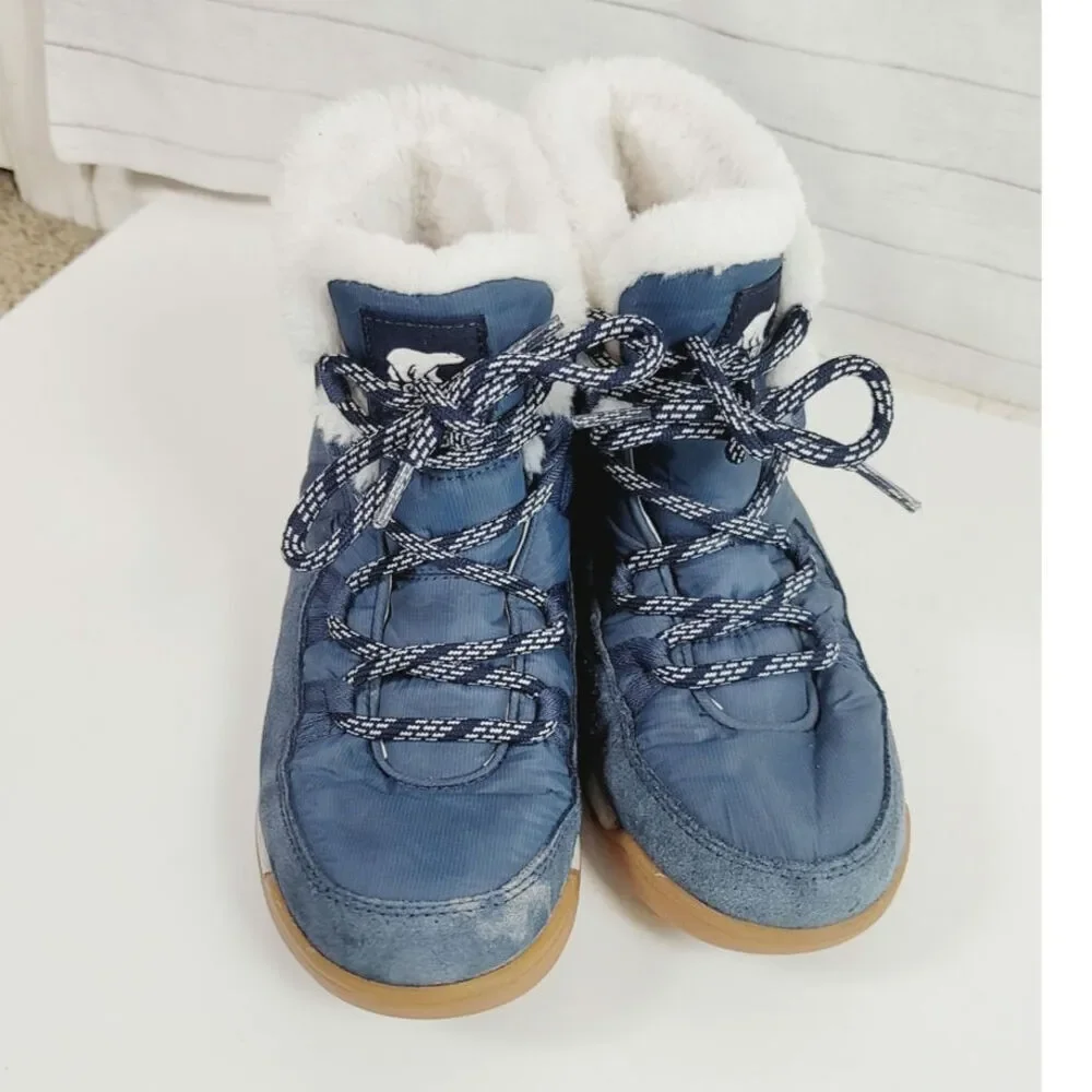 SOREL Whitney II Flurry Boot Waterproof Suede Winter Boots in Uniform Blue, sz 6